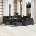 Garden Sofa Set with Cushion and Storage 13 pcs Black poly rattan