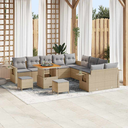 Tuin Sofa Set met kussen met opslag 13 pcs Beige poly rattan