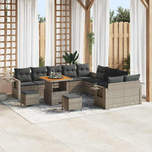 Tuin Sofa Set met kussen met opslag 13 pcs Grijs poly rattan