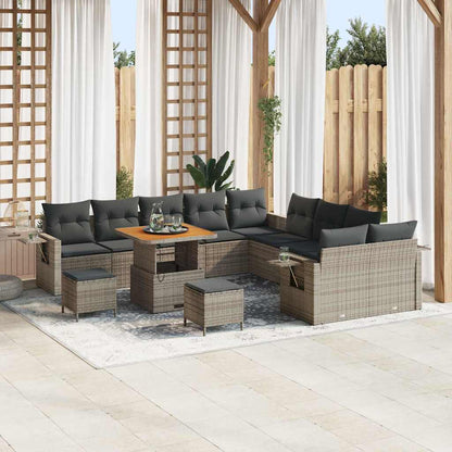 Tuin Sofa Set met kussen met opslag 13 pcs Grijs poly rattan