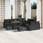 Outdoor Sofa Set with cushions and storage 13 pcs Black poly rattan