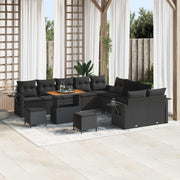 Tuinset poly rattan 13-delig zwart