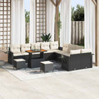Garden Sofa Set with Cushion and Storage 13 pcs Black poly rattan