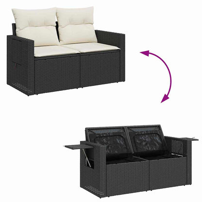 Tuin Sofa Set met kussen met opslag 13 pcs Zwart poly rattan