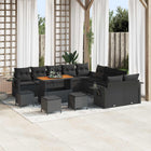 Garden Sofa Set with Cushion and Storage 14 pcs Black poly rattan