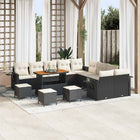 Garden Sofa Set with Cushions and Storage 14 pcs Black poly rattan