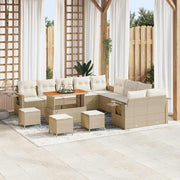 Tuinset poly rattan 14-delig beige met opbergruimte