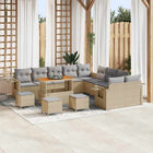 Garden Sofa Set with Cushions and Storage 14 pcs Beige poly rattan