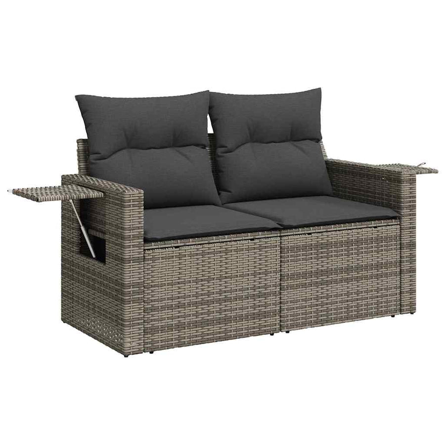 Tuin Sofa Set met kussen met opslag 14 pcs Grijs poly rattan