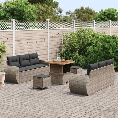 Tuin Sofa Set met kussen met opslag 9 pcs Grijs poly rattan