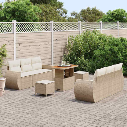 Tuin Sofa Set met kussen 9 pcs Beige en Crème poly rattan