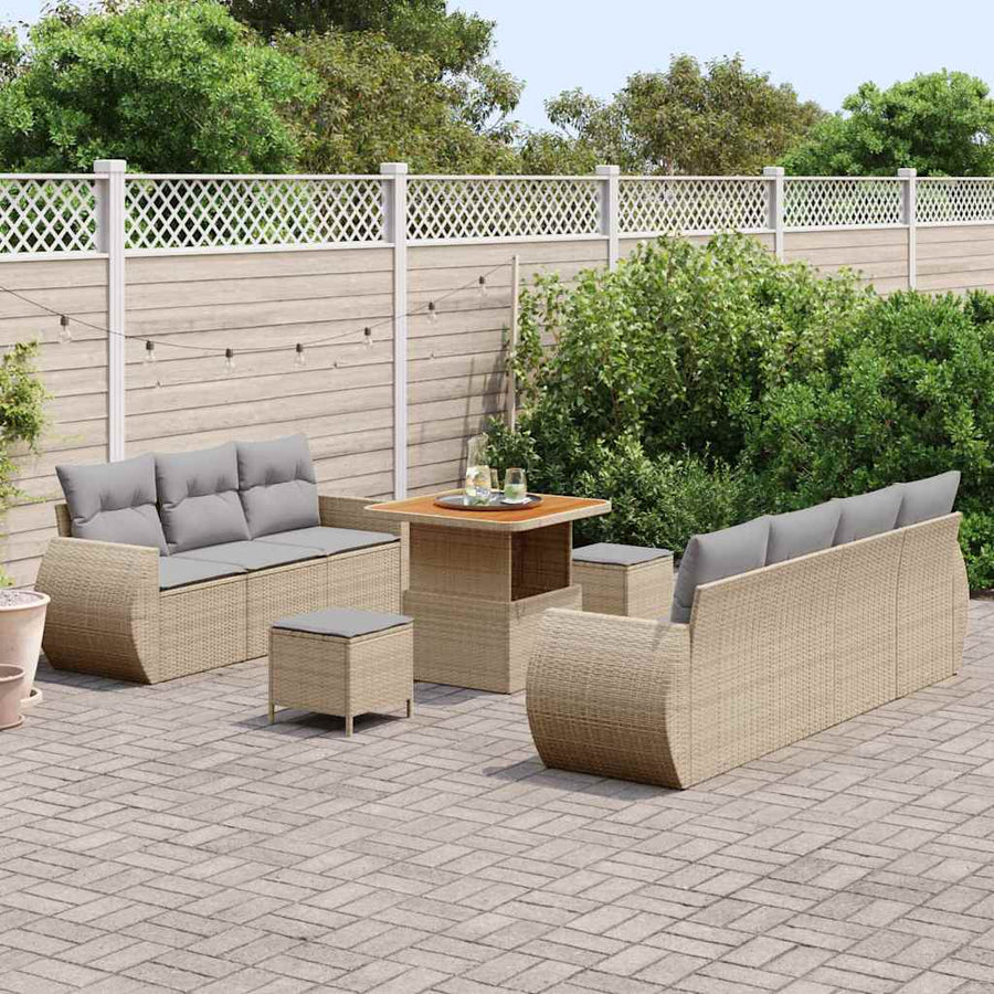 Tuin Sofa Set 10 pcs Beige en Licht Grijs poly rattan
