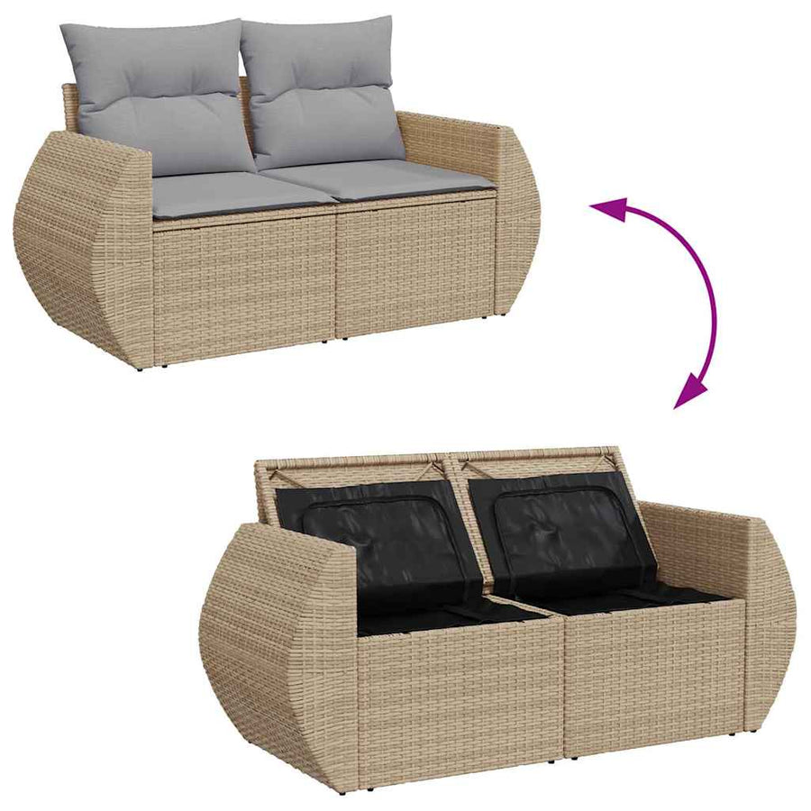 Tuin Sofa Set 10 pcs Beige en Licht Grijs poly rattan