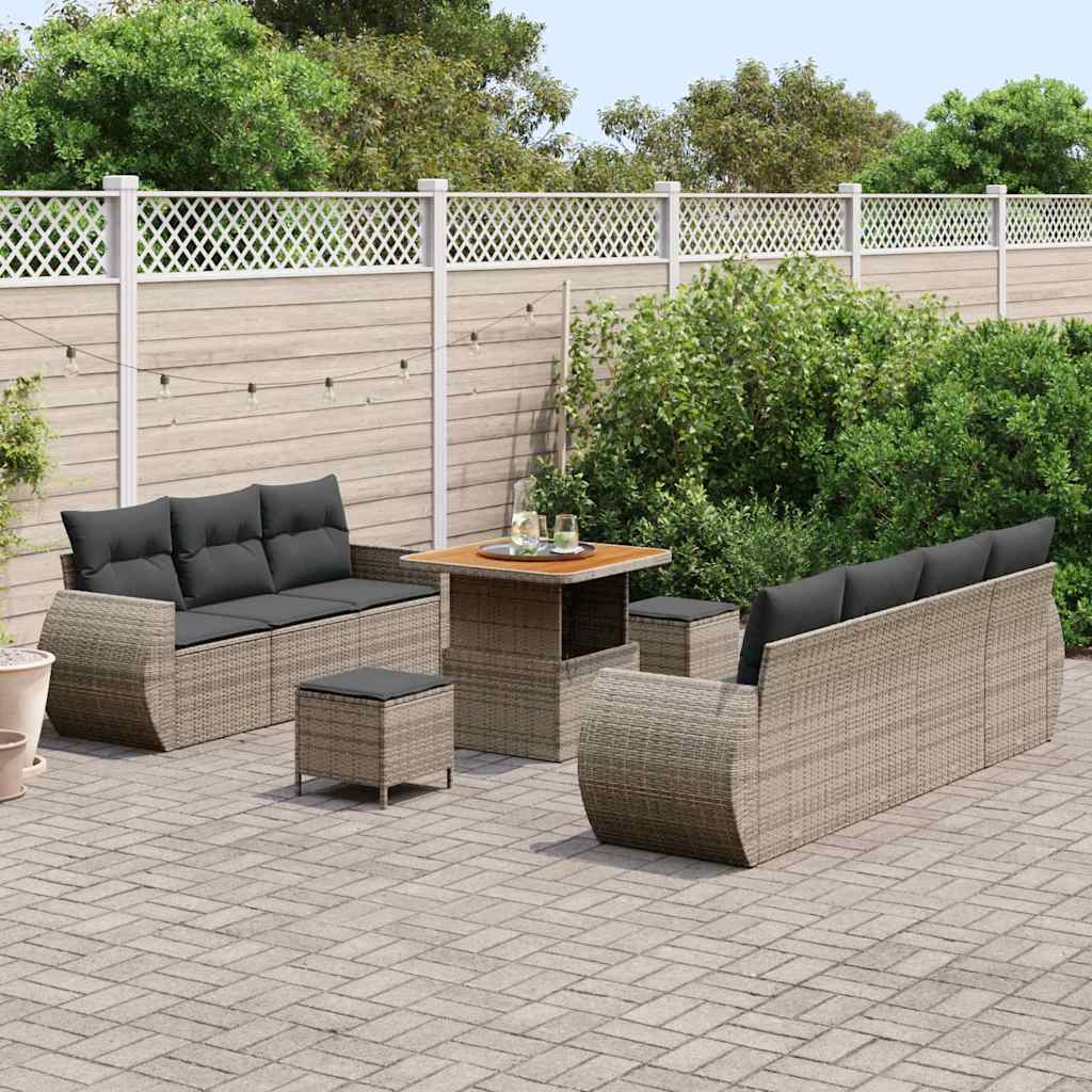 Tuin Sofa Set met kussen met opslag 10 pcs Grijs poly rattan