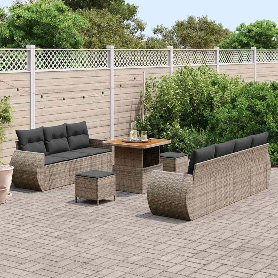 Tuin Sofa Set met kussen met opslag 10 pcs Grijs poly rattan
