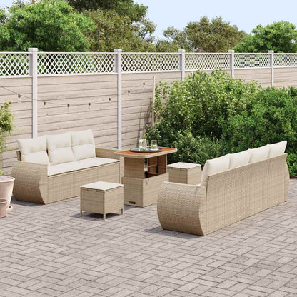 Tuin Sofa Set met kussen 10 pcs Beige en Crème poly rattan