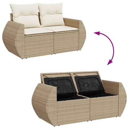 Tuin Sofa Set met kussen 10 pcs Beige en Crème poly rattan