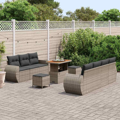 Tuin Sofa Set met kussen met opslag 10 pcs Grijs poly rattan