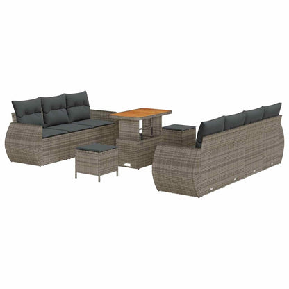 Tuin Sofa Set met kussen met opslag 10 pcs Grijs poly rattan