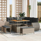 Garden Sofa Set with Cushion and Storage 8 pcs Grey Poly Rattan
