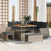 Tuinset poly rattan grijs 8-delig modulair