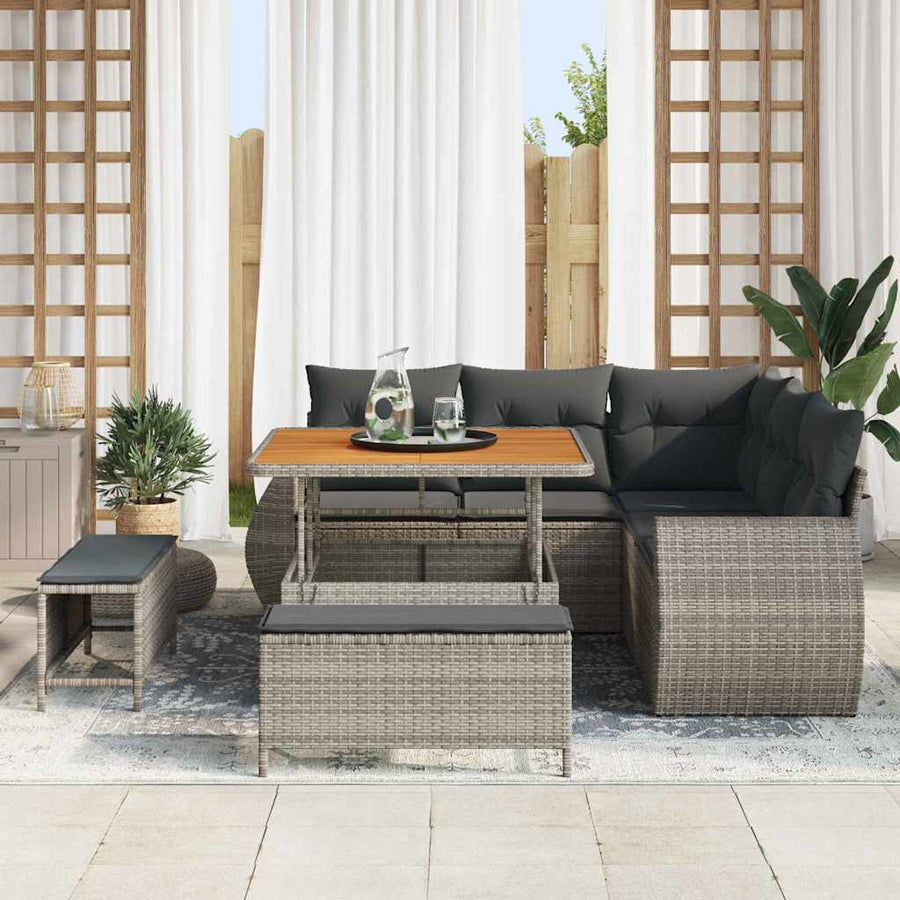 Tuin Sofa Set met kussen met opslag 8 pcs Grijs poly rattan