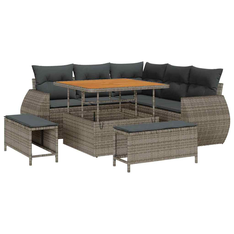 Tuin Sofa Set met kussen met opslag 8 pcs Grijs poly rattan