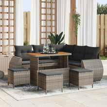 Tuin Sofa Set met kussen met opslag 9 pcs Grijs poly rattan