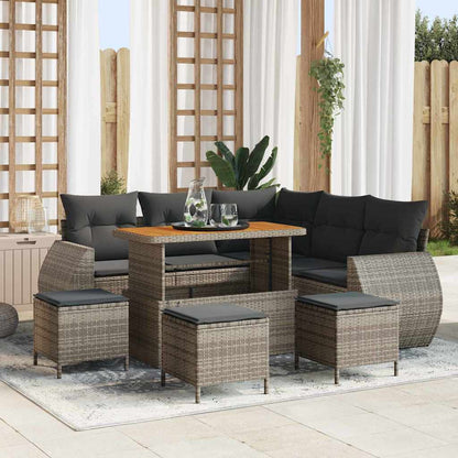 Tuin Sofa Set met kussen met opslag 9 pcs Grijs poly rattan