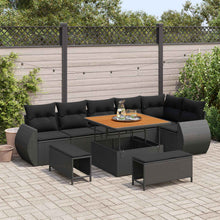 Tuin Sofa Set met kussen met opslag 9 pcs Zwart Poly Rattan