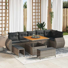 Tuin Sofa Set met kussen met opslag 9 pcs Grijs Poly Rattan