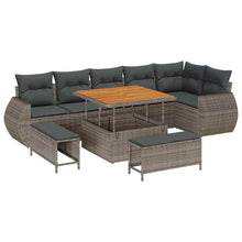 Tuin Sofa Set met kussen met opslag 9 pcs Grijs Poly Rattan