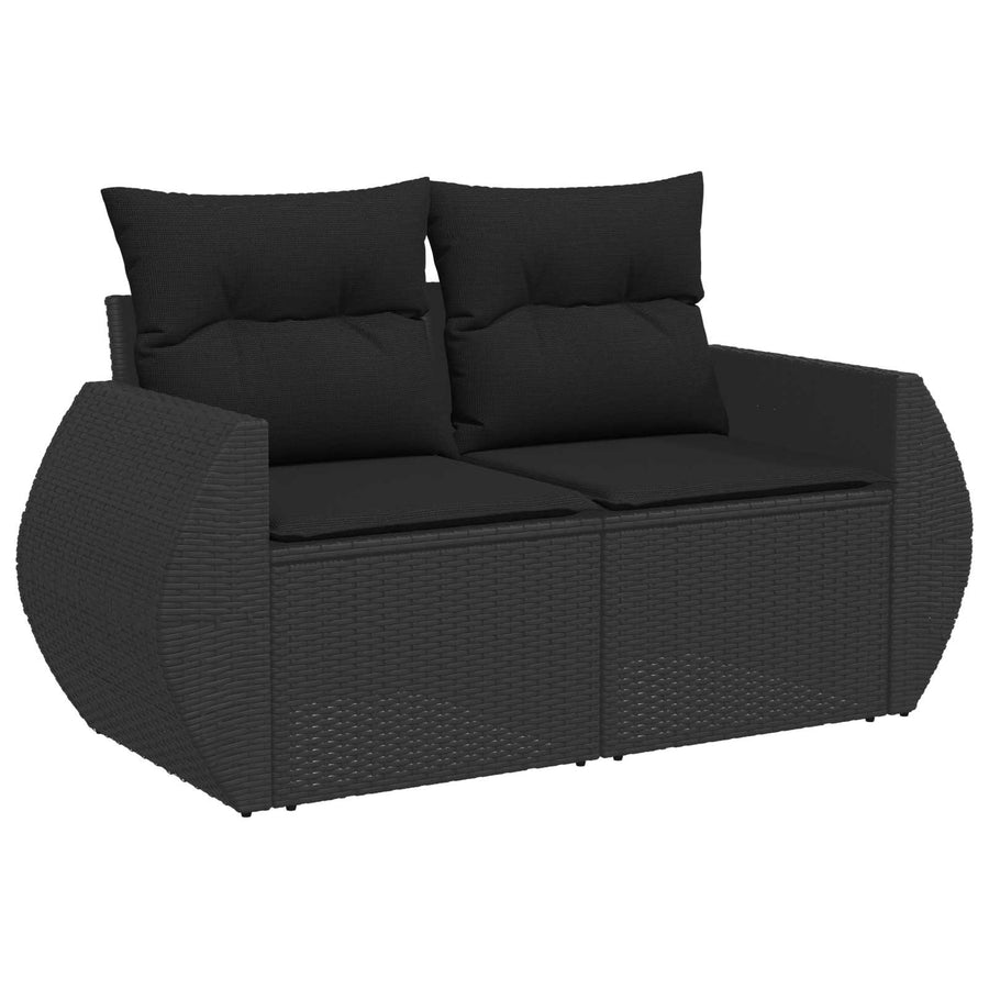 Tuin Sofa Set met kussen met opslag 9 pcs Zwart Poly Rattan