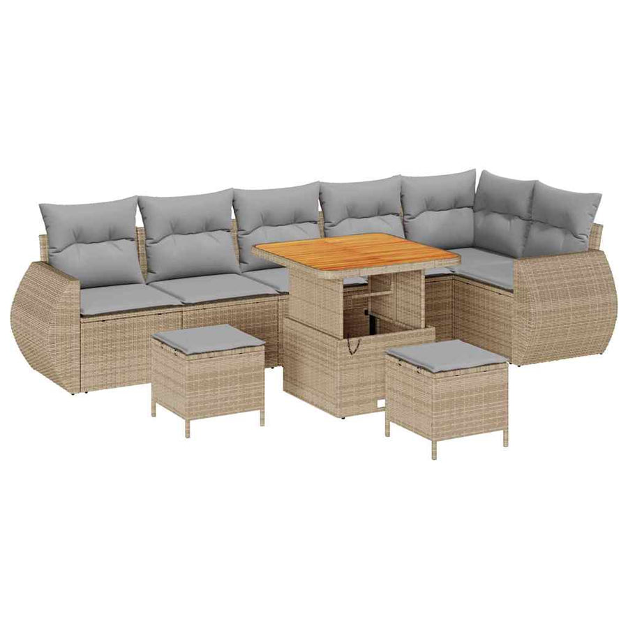 Tuin Sofa Set Met Kussen Met Opslag 9 Pcs 80 cm tafellengte beige en lichtgrijs