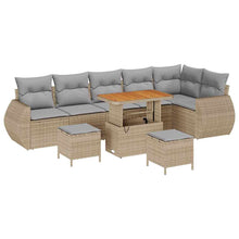 Tuin Sofa Set Met Kussen Met Opslag 9 Pcs 90 cm tafellengte beige en lichtgrijs
