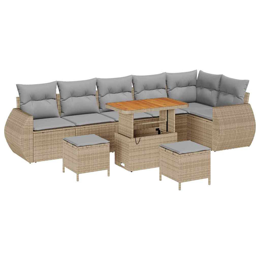 Tuin Sofa Set Met Kussen Met Opslag 9 Pcs 90 cm tafellengte beige en lichtgrijs