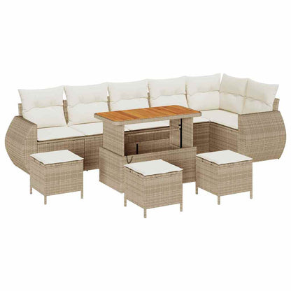 Tuin Sofa Set met kussen 10 pcs Beige en Crème Poly Rattan