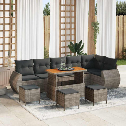 Tuin Sofa Set met kussen met opslag 10 pcs Grijs Poly Rattan
