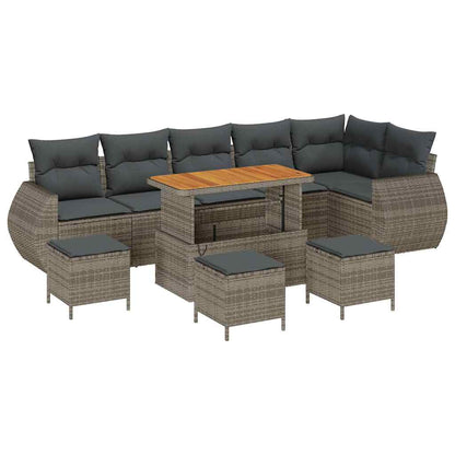 Tuin Sofa Set met kussen met opslag 10 pcs Grijs Poly Rattan