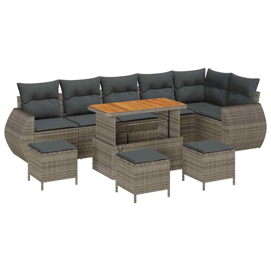 Tuin Sofa Set met kussen met opslag 10 pcs Grijs Poly Rattan