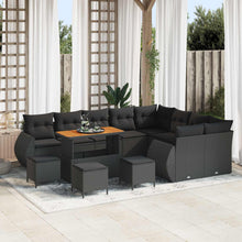 Tuin Sofa Set met kussen met opslag 13 pcs Zwart Poly Rattan