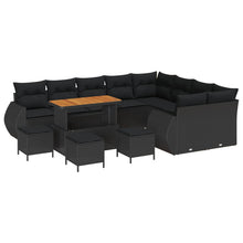 Tuin Sofa Set met kussen met opslag 13 pcs Zwart Poly Rattan