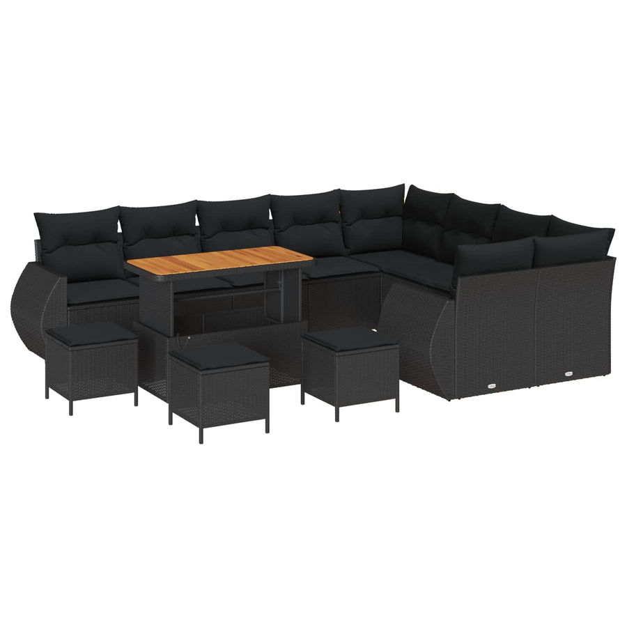 Tuin Sofa Set met kussen met opslag 13 pcs Zwart Poly Rattan