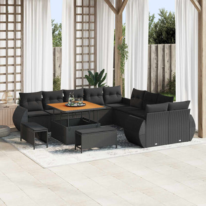 Tuin Sofa Set 13 pcs Zwart Poly rattan en gepoedercoat staal