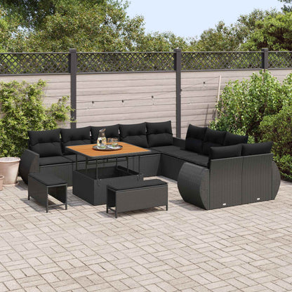 Tuin Sofa Set 13 pcs Zwart Poly rattan en gepoedercoat staal