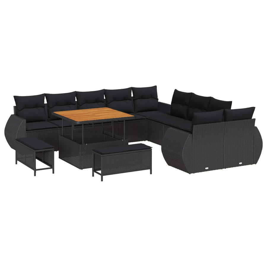 Tuin Sofa Set 13 pcs Zwart Poly rattan en gepoedercoat staal