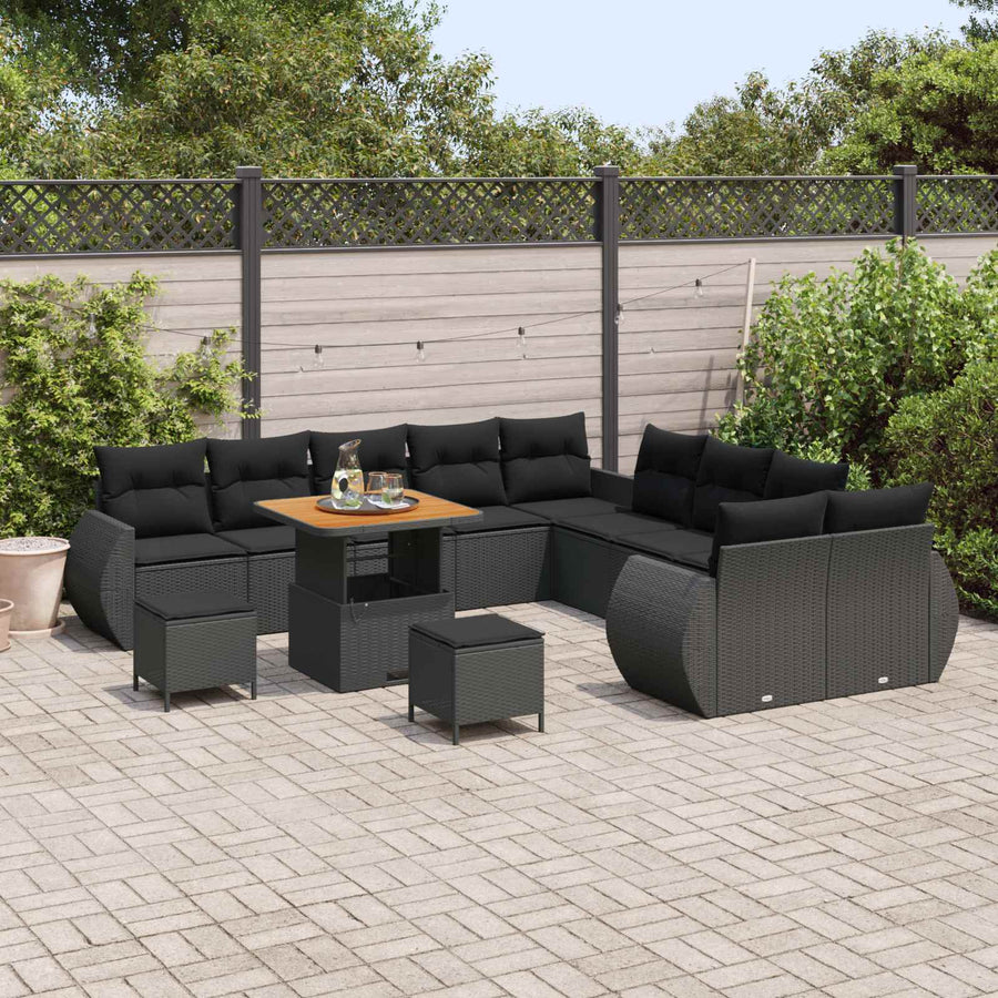Tuin Sofa Set 13 pcs Zwart Poly rattan en gepoedercoat staal