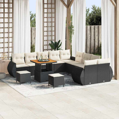 Tuin Sofa Set met kussen met opslag 13 pcs Zwart en crème