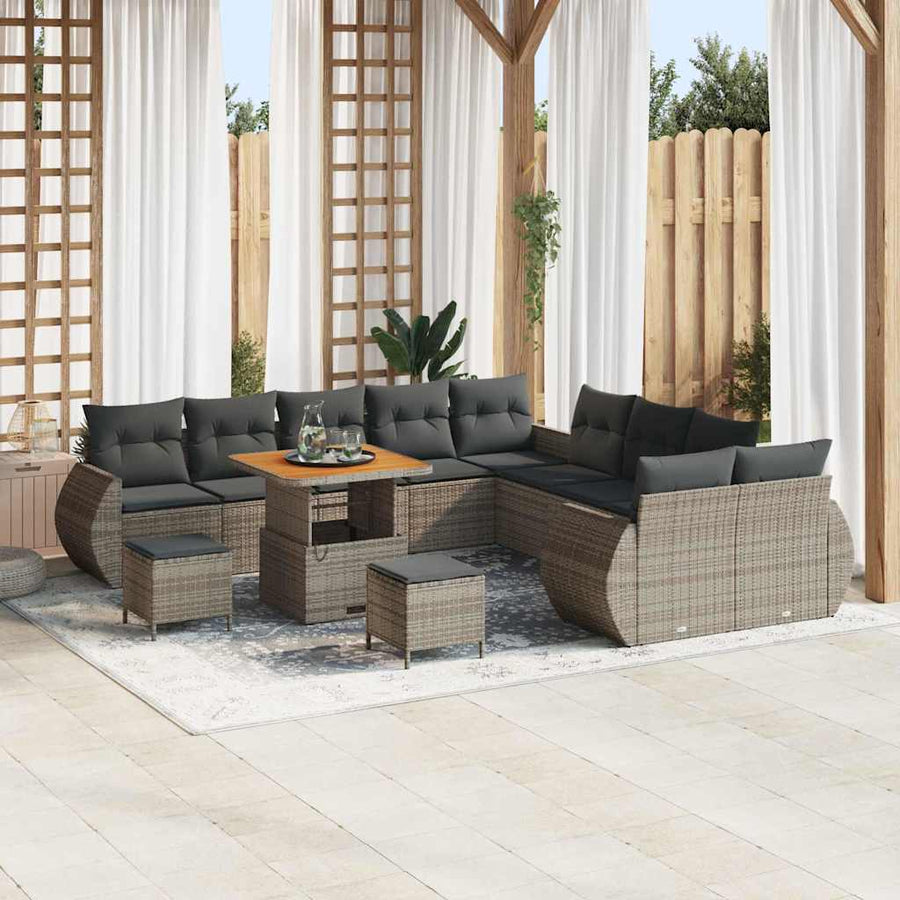 Tuin Sofa Set 13 pcs Grijs Poly rattan en gepoedercoat staal