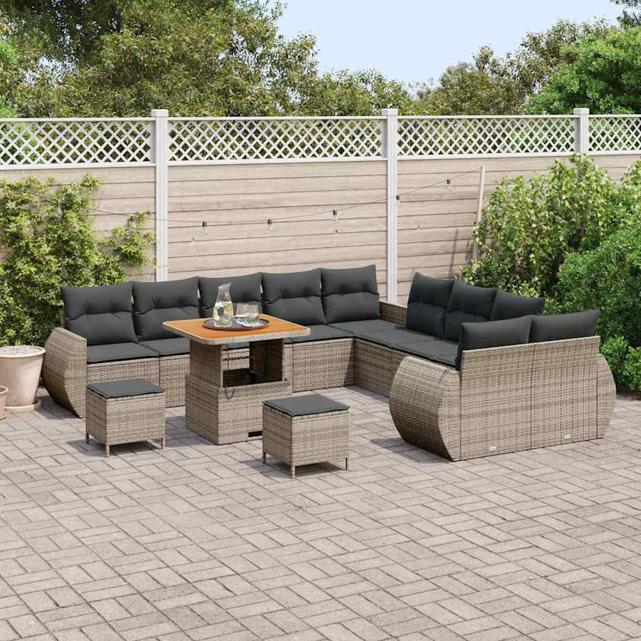 Tuin Sofa Set 13 pcs Grijs Poly rattan en gepoedercoat staal